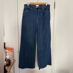 FRAME Le Low Baggy Wide Leg Raw Fray - 27